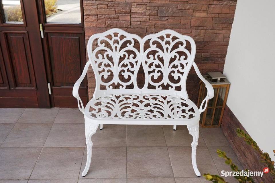 Meble ogrodowe białe komplet kawowy balkon taras małopolskie Breń