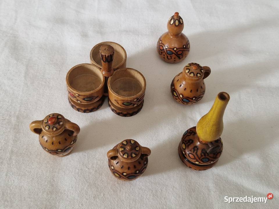 Drewniane cepeliowskie miniaturki 6 sztuk mazowieckie Warszawa