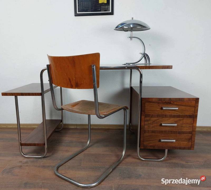 Biurko Bauhaus Art Deco Chrom Orzech ciemny Warszawa