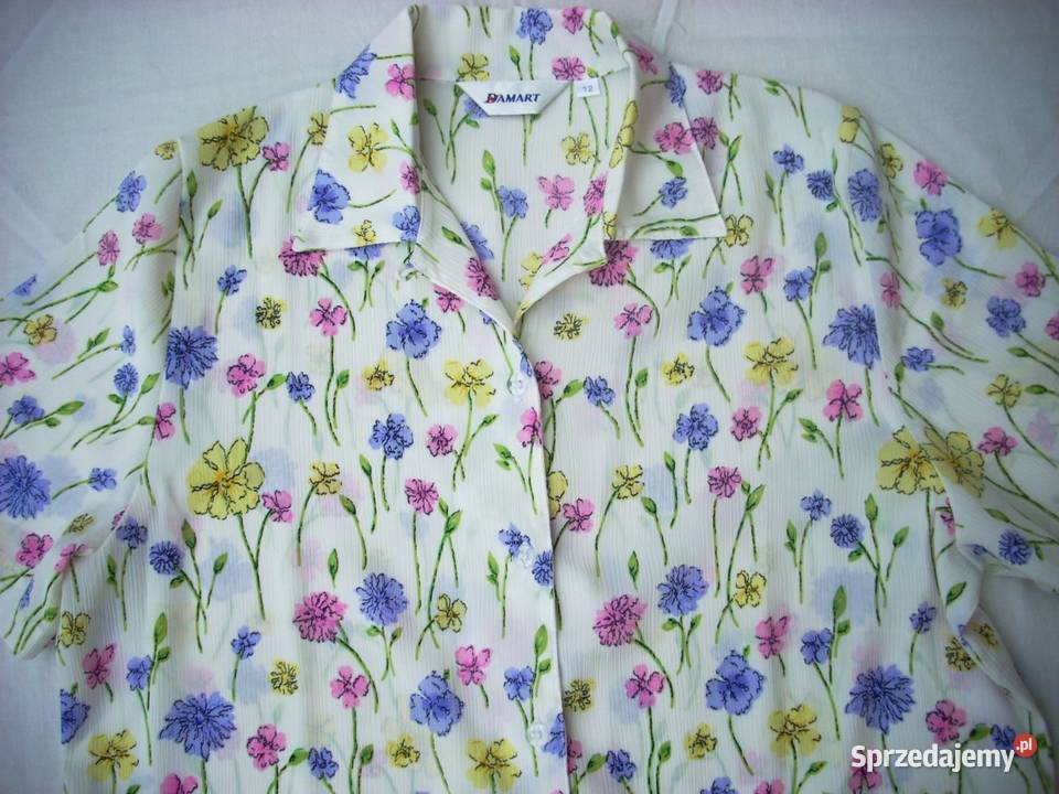 Kremowa koszula ładne kwiatki J nowa 40 42 kolorowy Nowy Sącz