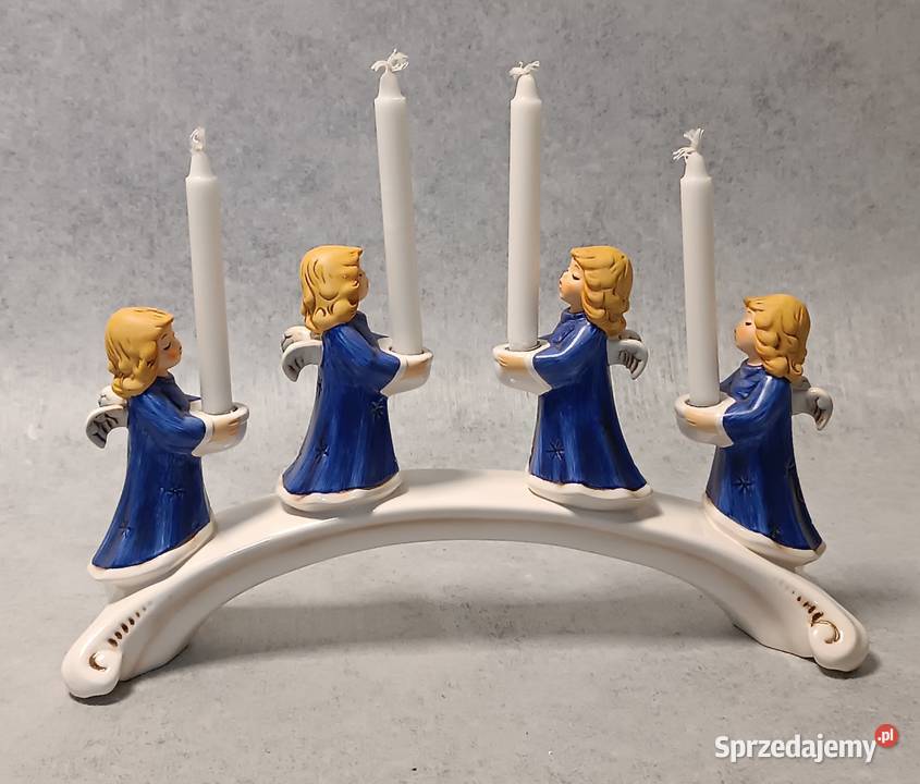 GOEBEL Figuralny Świecznik Cztery Anioły Porcelana i szkło zachodniopomorskie Dobrzany sprzedam