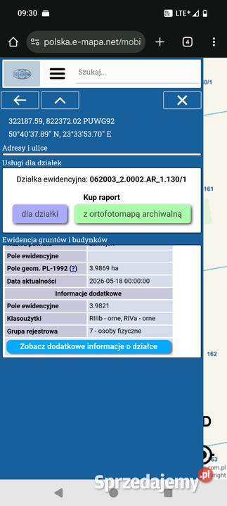 Sprzedam grunty rolne 4 ha w jednym kawalku lubelskie Dub