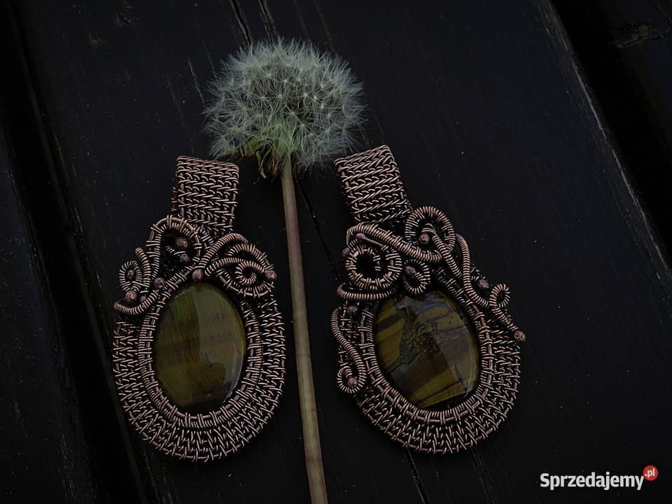 Wisiorek wire wrapping tygrysie oko biżuteria Kraków