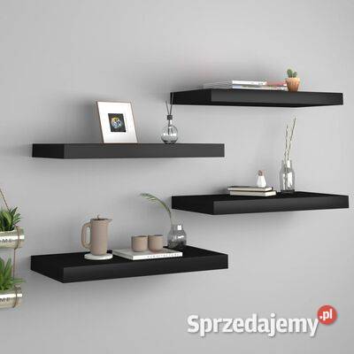 vidaXL Półki ścienne 4 czarne 50x23x38 MDF323831 Dom i Ogród mazowieckie Warszawa