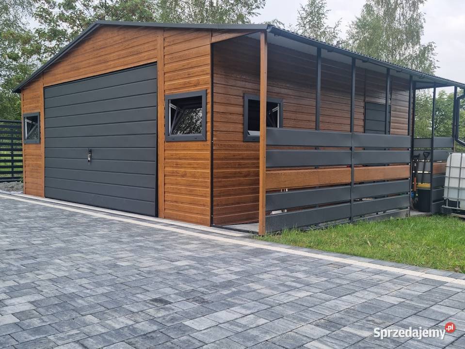 Garaż Blaszany Drewnopodobny Dwuspadowy Garaże samodzielny Sprzedaż