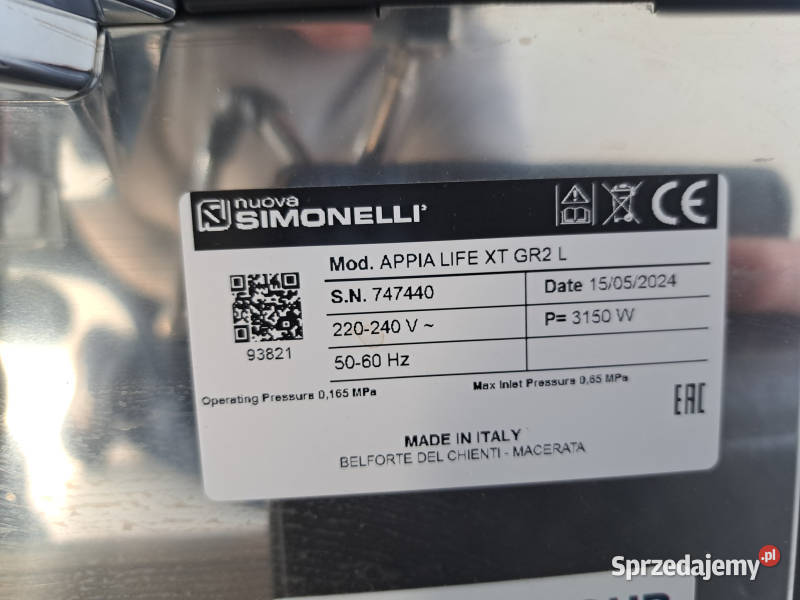 Ekspres Nuova Simonelli Appia Life XT 2GR młynek Gastronomia Warszawa sprzedam