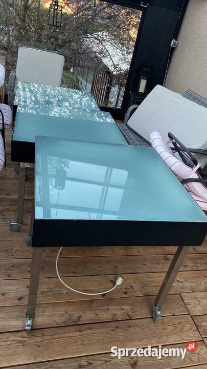 Trzy metalowe podświetlane stoły na kółkach z 80cm Łęgowo