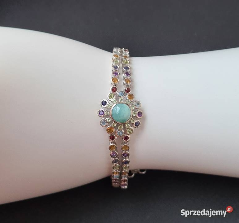 Srebrna bransoletka z kamieniami szlachetnymi Otwock sprzedam