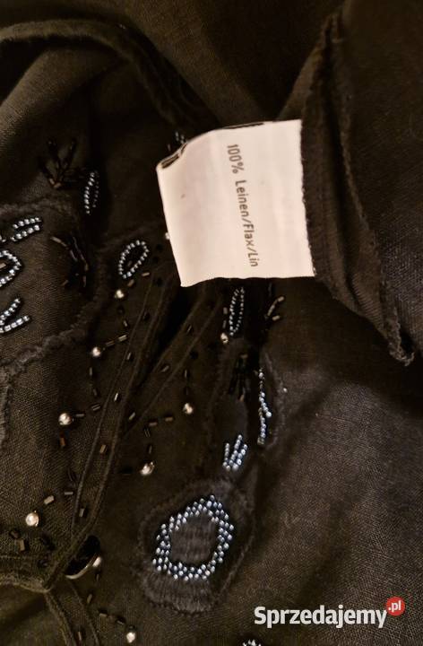 TUNIKA koszula indyjska z lnu 100 czarna haft i