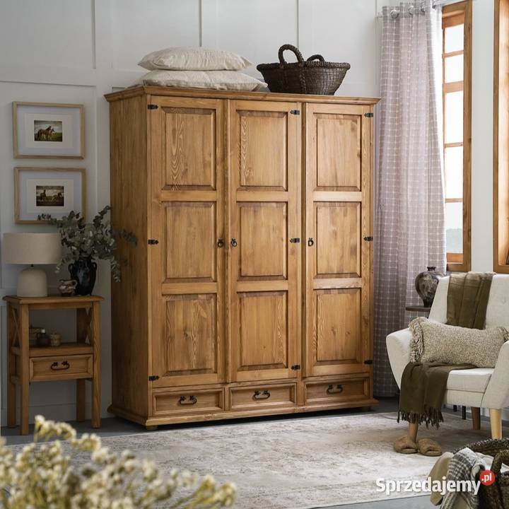 Drewniana szafa trzydrzwiowa retro SZY 1031 SLIM Maków Podhalański sprzedam