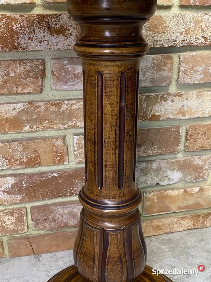 Stolik orzechowy kwietnik podstawa lite drewno Gniezno