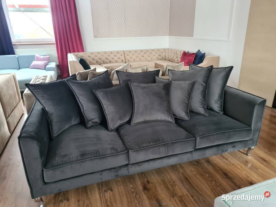 Kanapa glamour, sofa z funkcją spania + poduszki