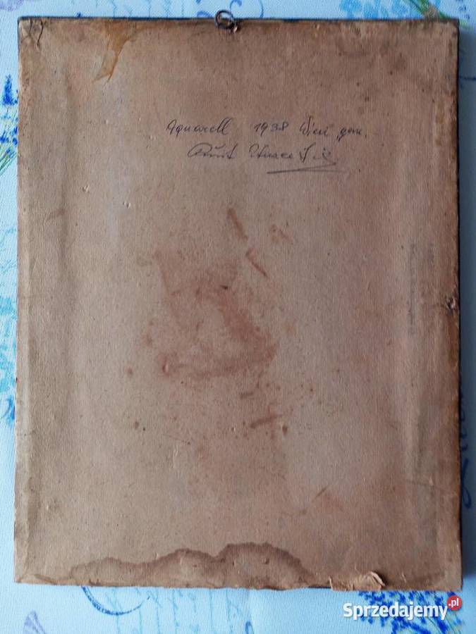 Stara akwarela z 1938r sygnowana w ramie Leśna sprzedam