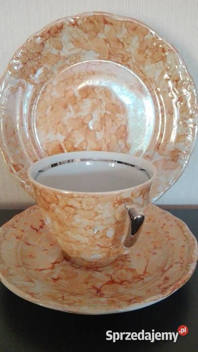 Trio porcelana Wałbrzych talerz spodek filiżanka Porcelana i szkło Warpechy Stare
