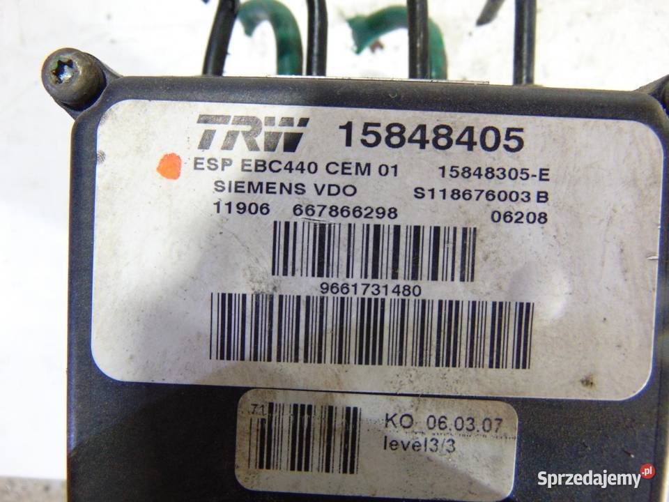 POMPA HAMULCOWA ABS 407 HDI 15848405 9661731480 osobowe Układ ABS i ESP