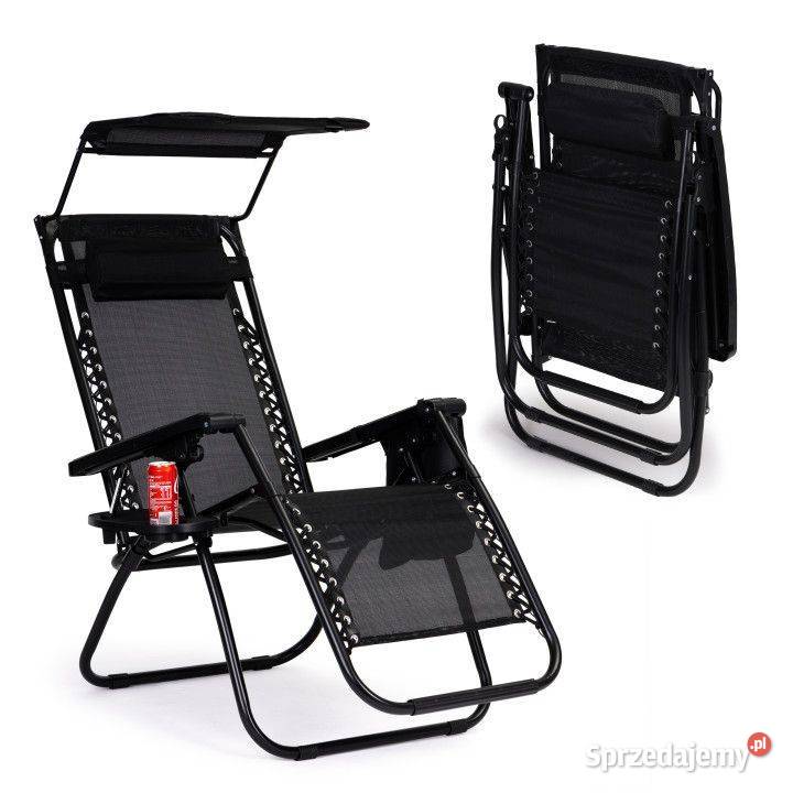 Leżak ogrodowy z daszkiem składany regulowany metal Bielsk Podlaski