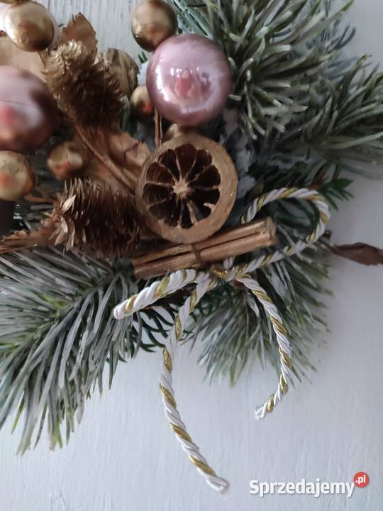 Stroik świąteczny ścienny renifer wianek jeleń biały Sosnowiec