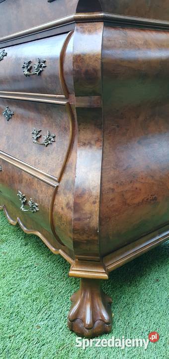 Sekretarzyk orzechowy styl barokowy vintage dolnośląskie Wleń