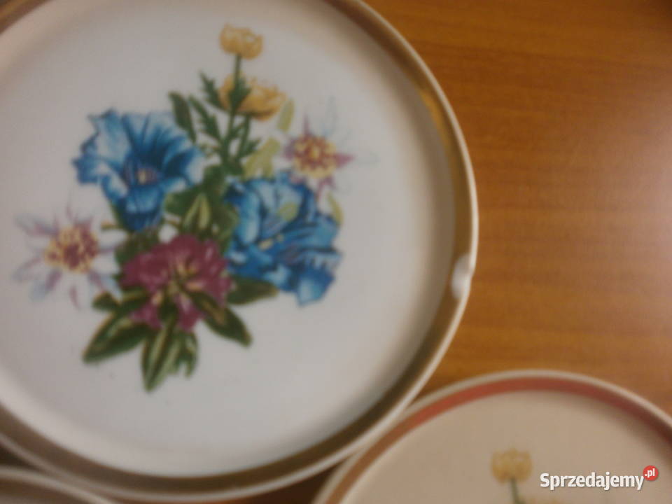 3 małe talerzyki kwiatki porcelana Zielona Góra