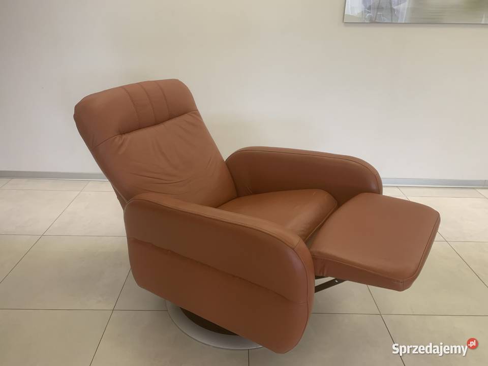 NIEMIECKI NAROŻNIK FOTEL RELAX SKÓRA NATURALNA Kalety