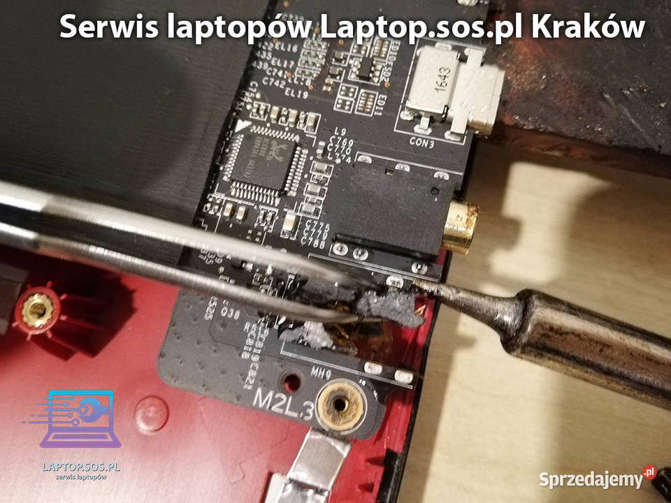 Wymiana gniazd w laptopie USB HDMI ethernet LAN Usługi Kraków
