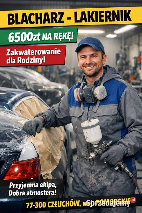 Zatrudnię BLACHARZA LAKIERNIKA NA START 6500 Człuchów serwis