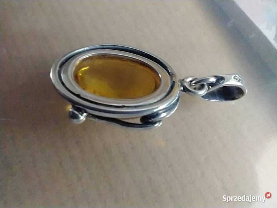 Autorski wisior bursztyn srebro 925 rękodzieło