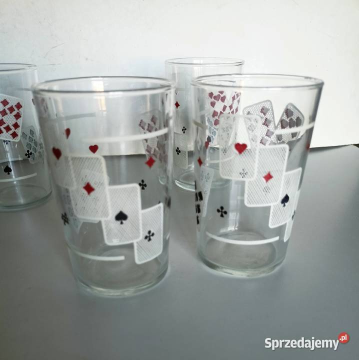Szklanki brydżowe karciane z PRL vintage łódzkie Łódź