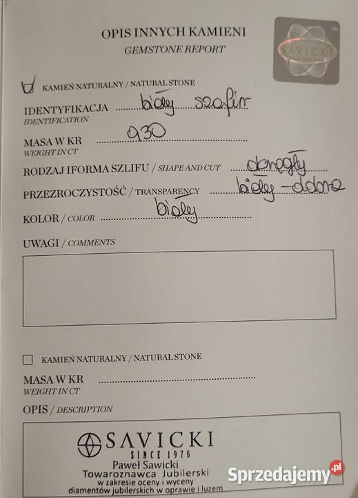 Pierścionek zaręczynowy Savicki białe złoto