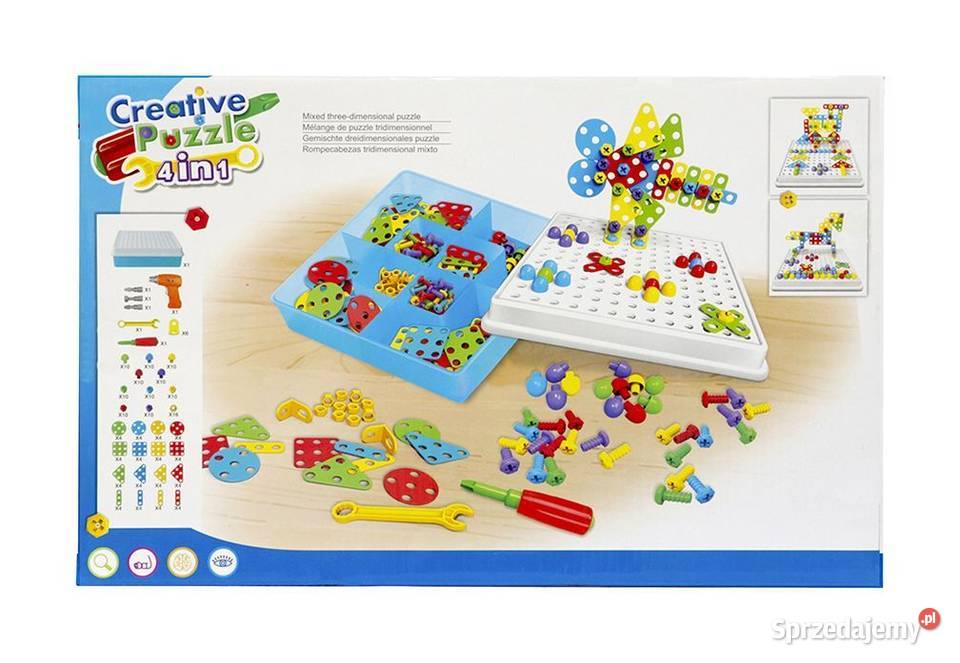Puzzle konstrukcyjne w pudełku z narzędziami 193 Poznań