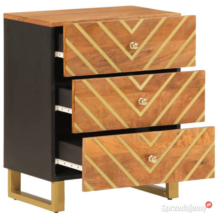 Szafka nocna brązowoczarna 50x33x60 lite drewno