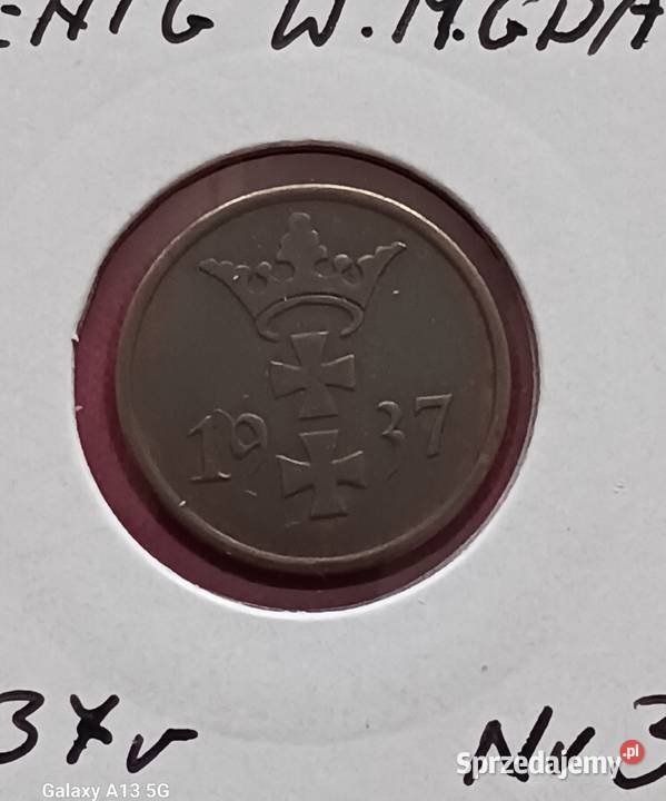 1 Fenig Wolne Miasto Gdańsk 1937 r 3 około Antyki, Sztuka, Kolekcje Konin