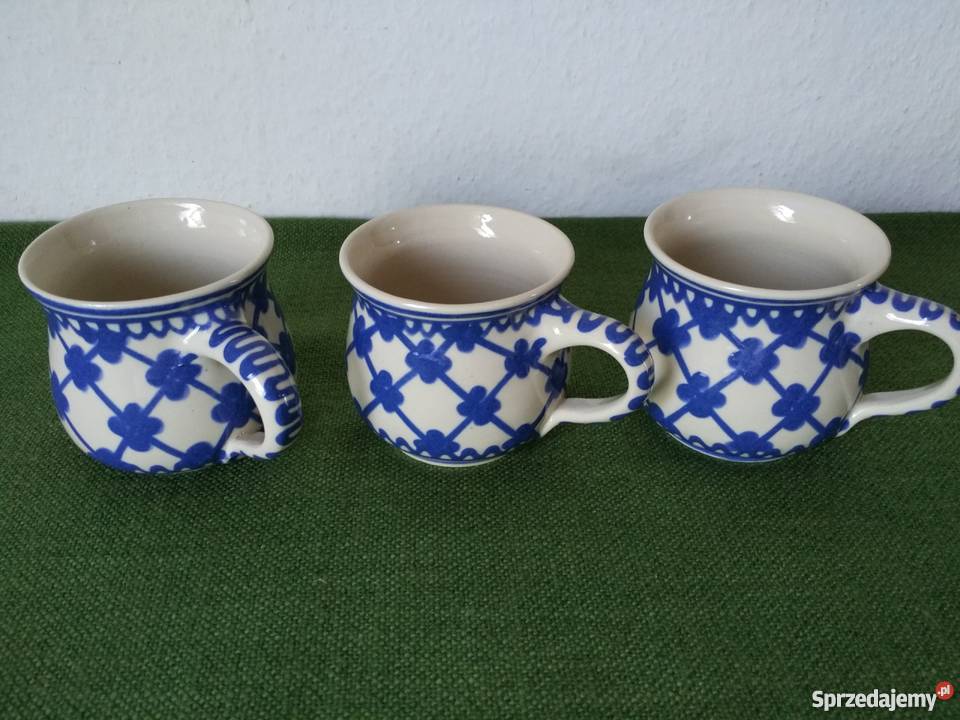 Ręczna praca sygnowane kubki ciemny granat Ropa