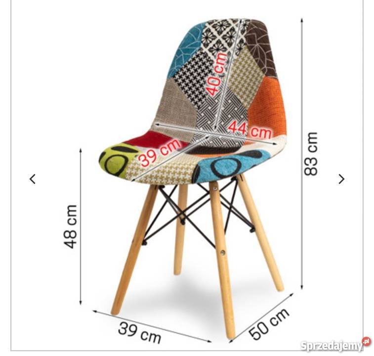 Krzesło patchwork drewniane nogi