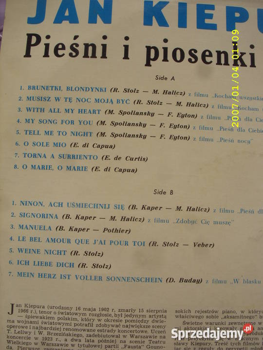 FILM LP JAN KIEPURAPIOSENKI FILMOWE MUZA 0346