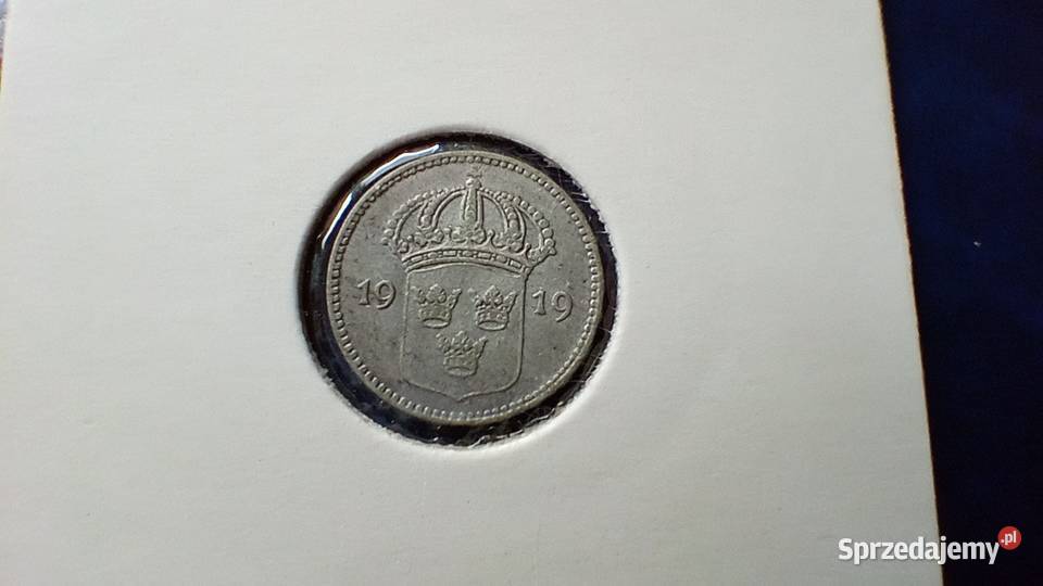 Stare monety 10 ore 1919 Szwecja srebro Lesko
