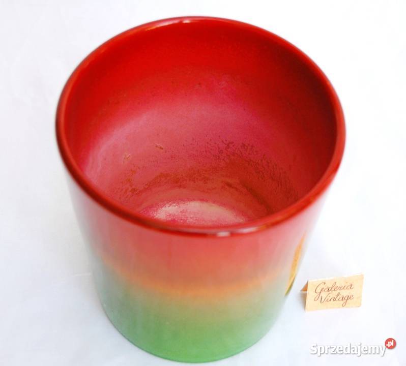 Osłonka ceramiczna na bromelię czerwonozielona h Doniczki i osłonki Lublin