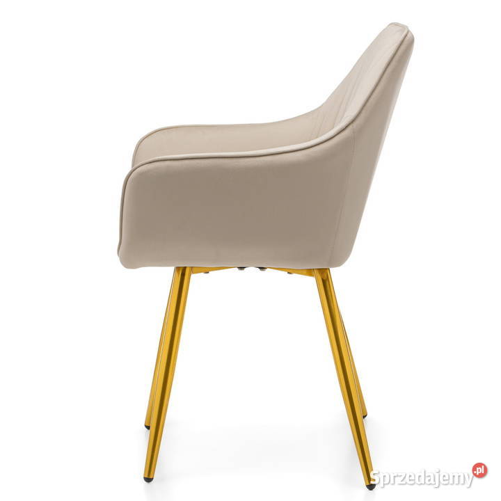 Beżowe Krzesło Passo Złote Nogi Wysyłka 24H Krzesła Tarchały Małe