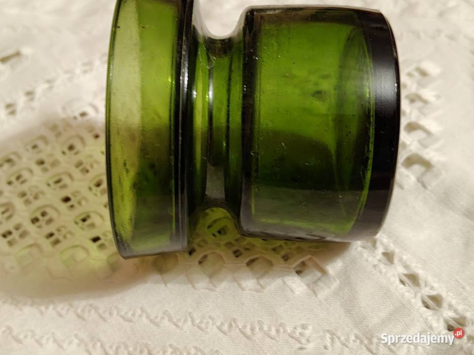 Świecznik szkło zielone PRL Legnica