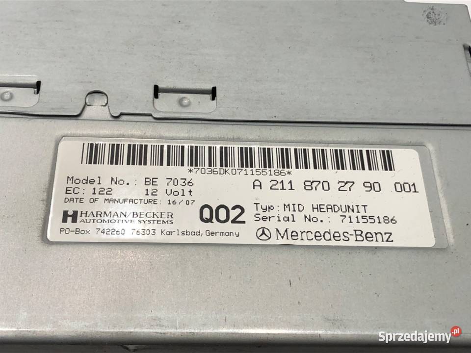 RADIO MERCEDES C219 A2118702790 0411 ODTWARZACZ