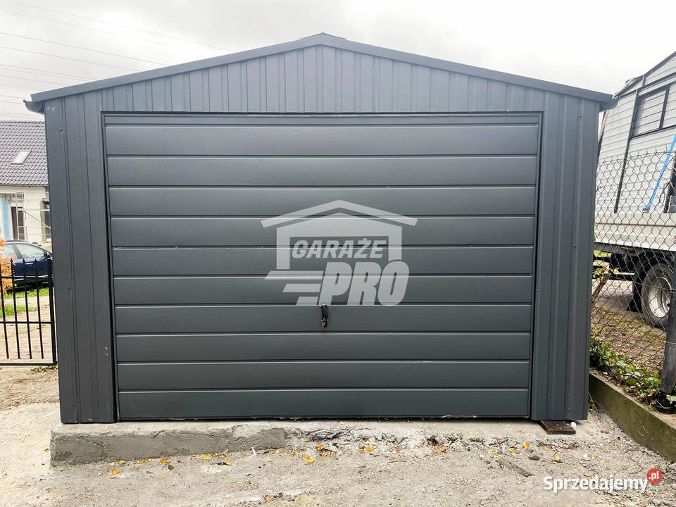 Garaż blaszany 35x7m rynny Antracyt Dach Nowy Sącz