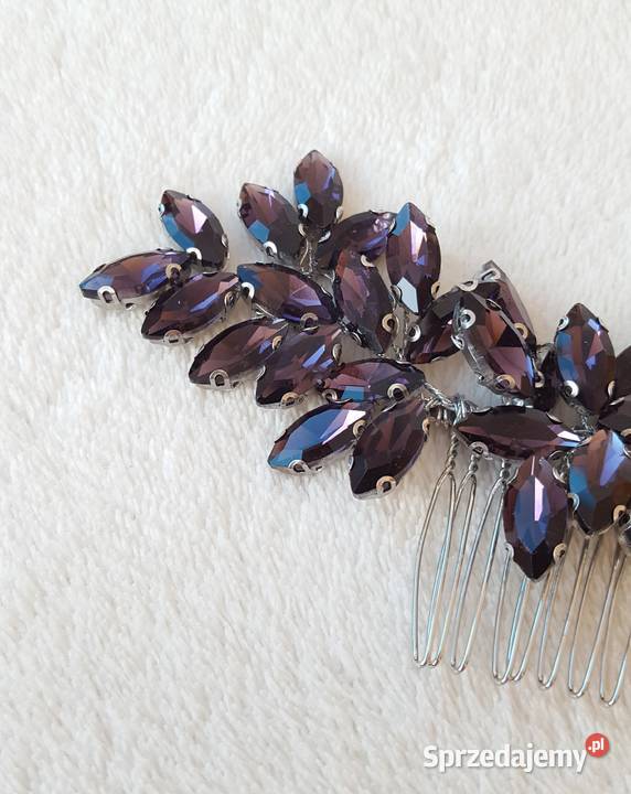 Grzebyk ozdoba do włosów fioletowe kamienie ślub Zegarki i Biżuteria zachodniopomorskie Szczecin