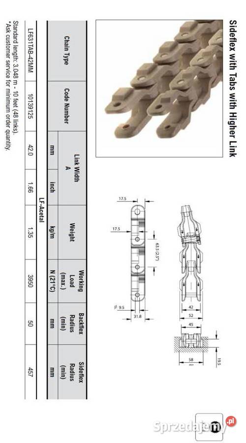 Łańcuch transportowy LF631TAB42MM Rexnord Olsztyn
