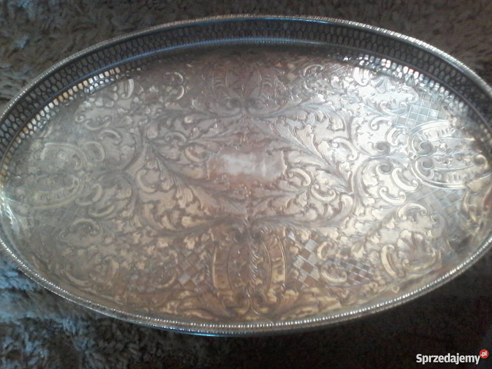 mosiężno posrebrzane kieliszki plus taca podkarpackie Dulcza Wielka