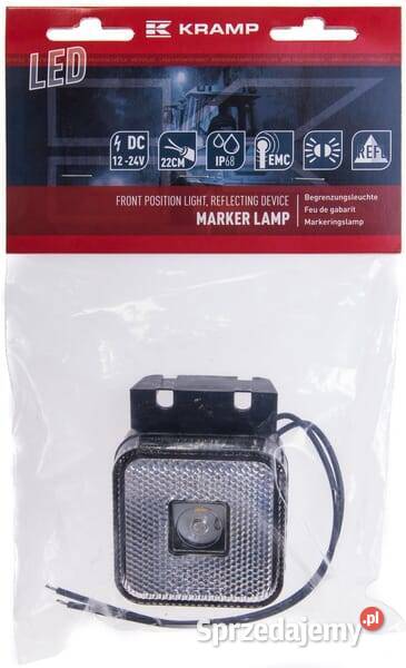 Lampa obrysowa LED kwadratowa 1224V z przewodem Kamionna