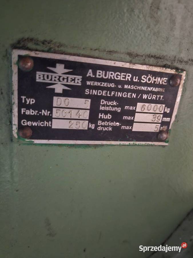 Prasa Burger 6 ton Prasy Narzędzia warsztatowe Henryszew