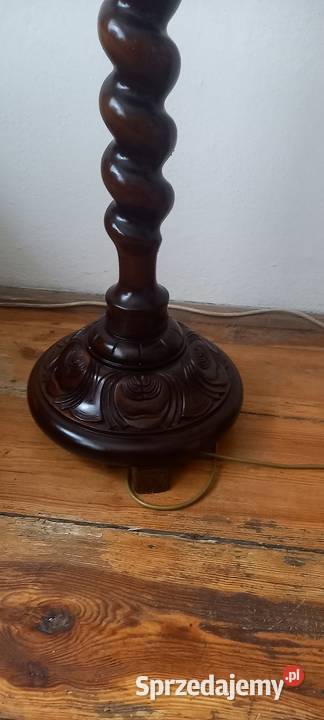 Salonowa wysoka drewniana lampa podłogowa z Antyki Skierniewice