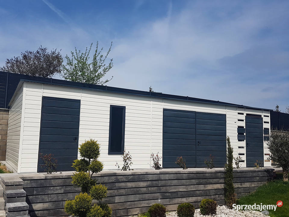 Domek ogrodowy 84 m zadaszenie 24 m biały ciemny Łódź