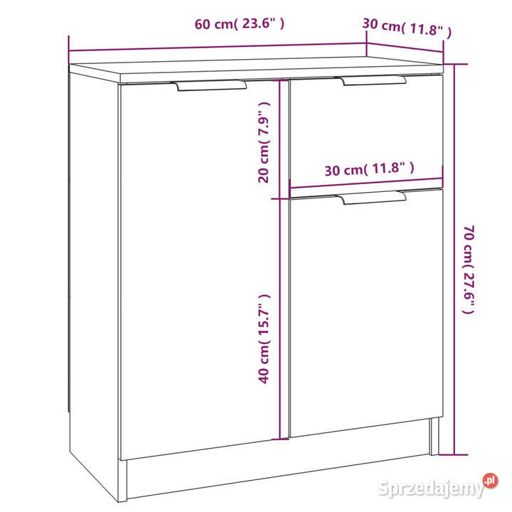 Komody 2 białe 60x30x70 materiał drewnopochodny