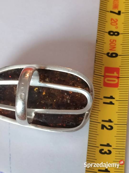 Duży pierścionek bursztyn bałtycki i srebro 925 Panaszew